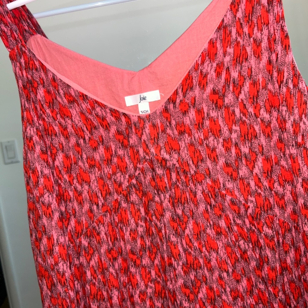 Joie pink/red print flowy cotton women small maxi dress